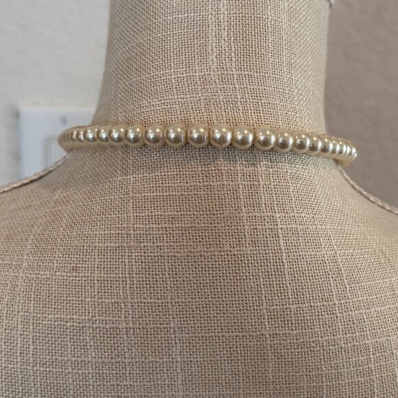 VINTAGE WHITE GLASS PEARL CONVERTIBLE NECKLACE - Picture 7 of 9